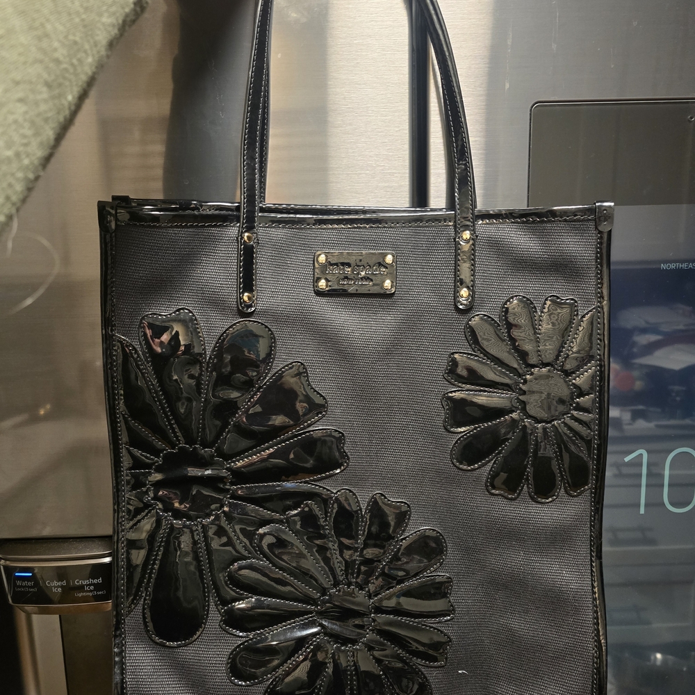 Black Floral Tote Bag